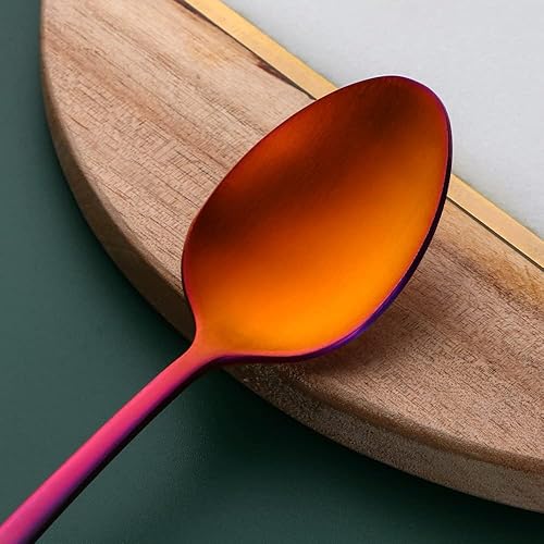 Miniatura 3 de Juego de cubiertos de acero inoxidable de 5 piezas, incluye cuchara y tenedor de cuchillo, pulido con espejo, apto para lavavajillas, servicio para