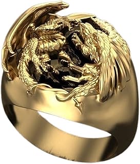 Dragon Ring, Flying Dragon Ring for Men, Norse Viking Dragon Wing Ring Dragon Jewelry, Celtic Gold Dragon Ring Hip Hop Fighting Dragon Band Ring Punk Dragon Animal Ring