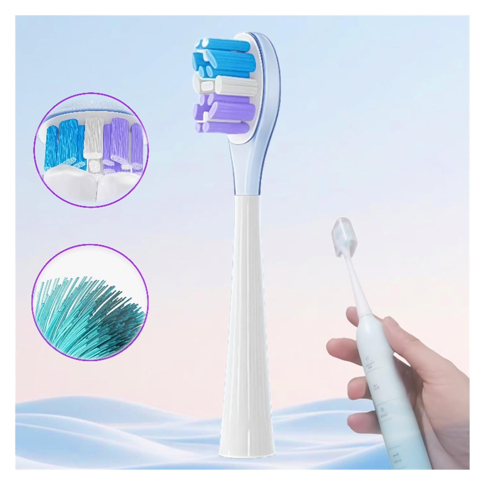 Cabezal De Cepillo De Dientes De Repuesto.Compatible Para Usmile Y4 Y10 Y1S Y20 Y10PRO Y20PRO Cepillo De Dientes Eléctrico(Purple 8PCS)