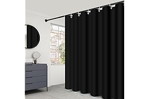 Black Fabric Shower Curtain Liner - Waterproof and Machine Washable