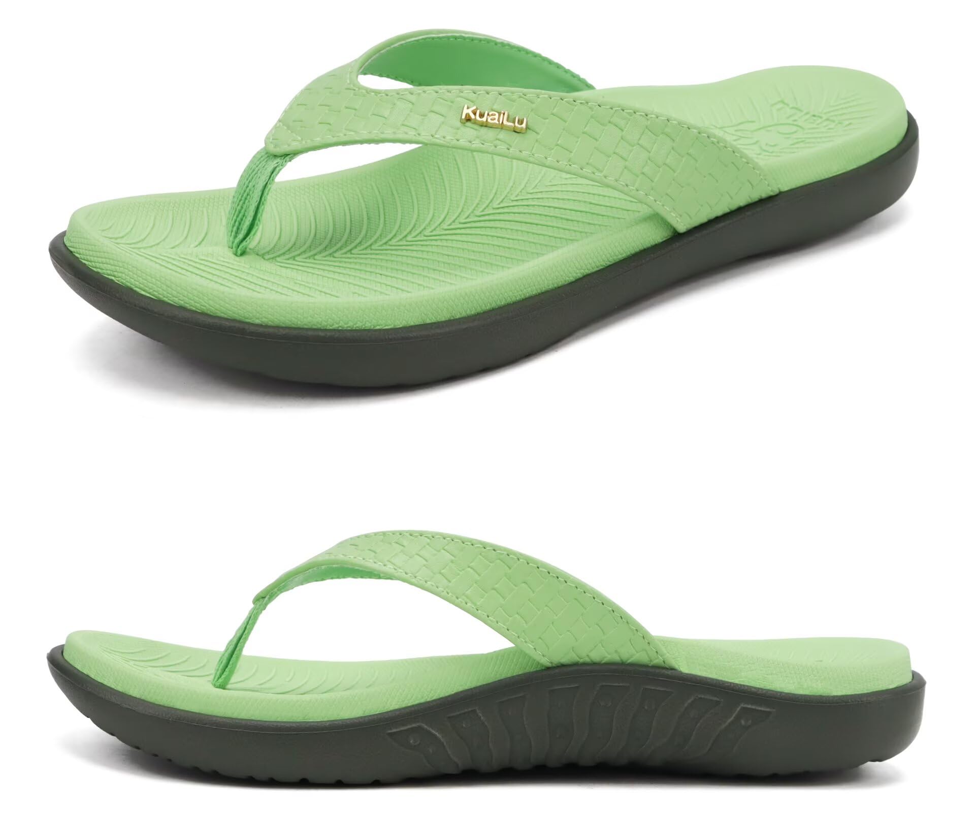 KuaiLu Womens Flip Flops Arch Support Yoga Mat Cushioned Thong Sandals