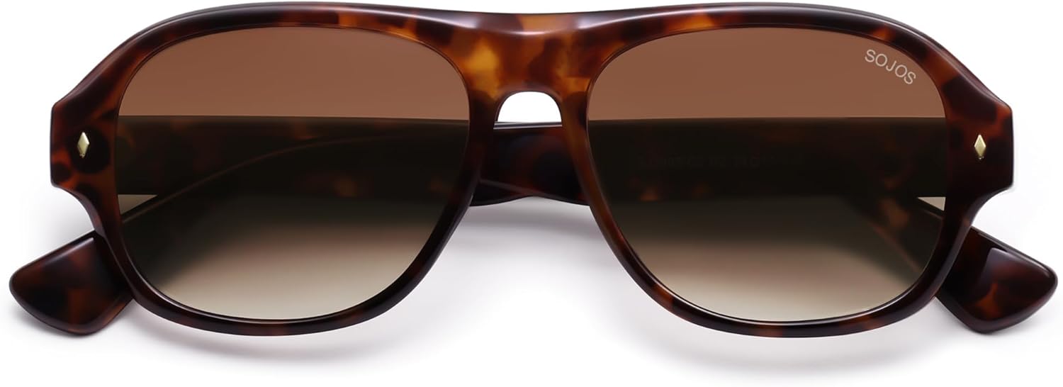 SOJOS Polarized Aviator Square Sunglasses for Women Men 90s Retro Vintage Oval Shades UV400 Lens SJ2395