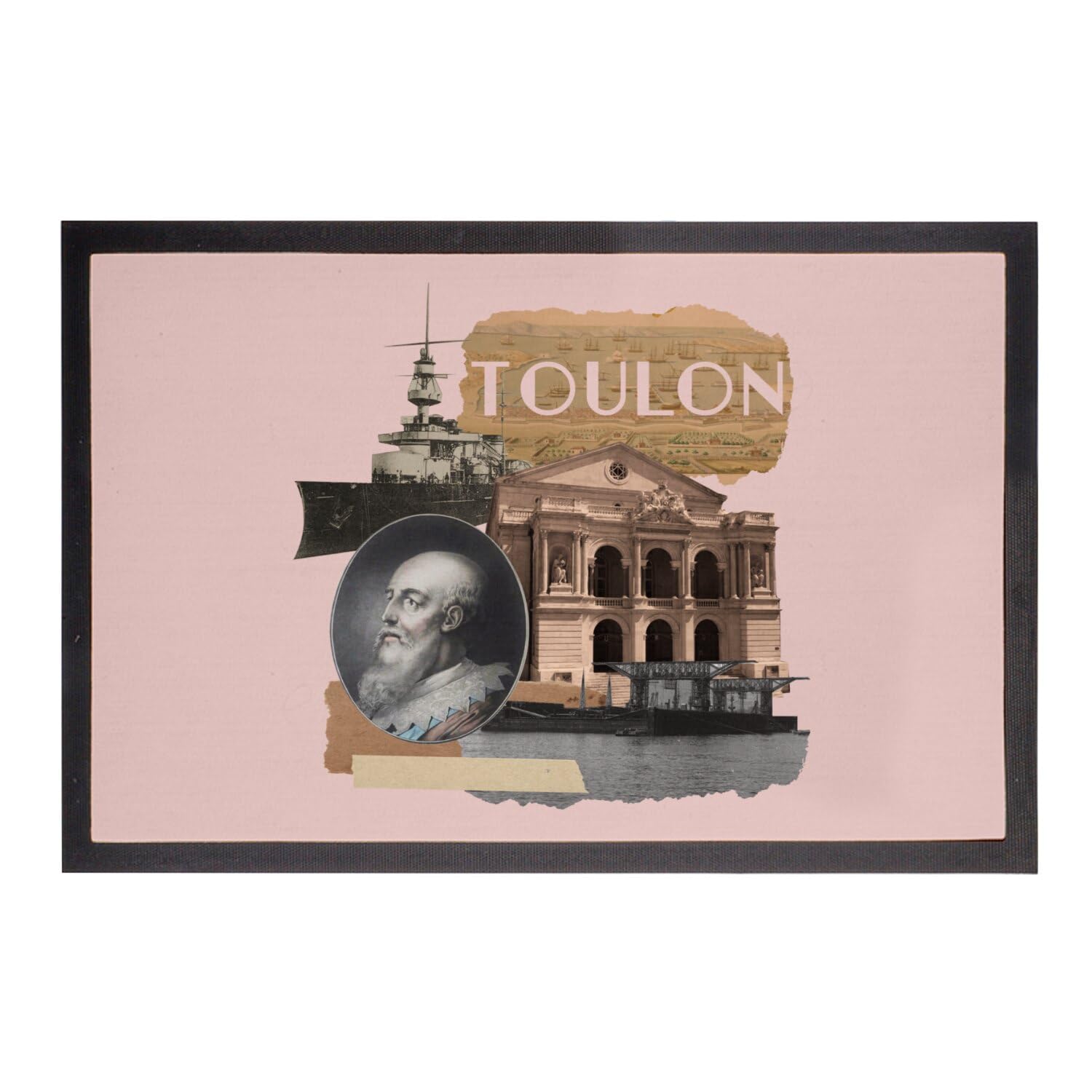 Paillasson Rose Souvenir de Toulon - Tapis de Sol France Soleil Plage