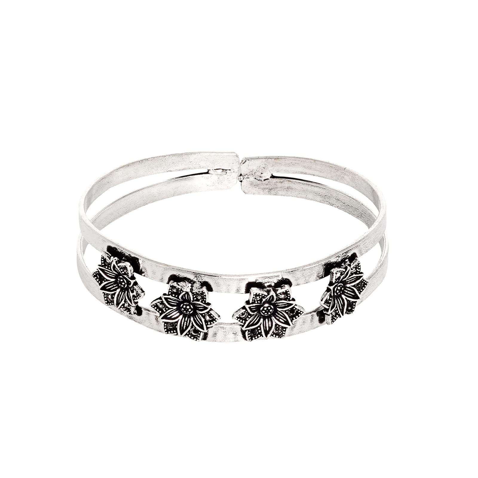 TEEJH Mandira Silver Oxidised Bracelet Cuff (B09PNPNQBZ) Amazon Price History, Amazon Price Tracker