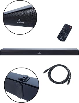 Maxword SLC-160BT Optik Çıkışlı 2.0 Kanal Bluetooth Soundbar TV Ses Sistemi, 160W, 79x8x6 cm, Siyah