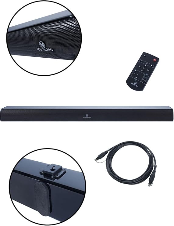 Maxword SLC-160BT Optik Çıkışlı 2.0 Kanal Bluetooth Soundbar TV Ses Sistemi, 160W, 79x8x6 cm, Siyah