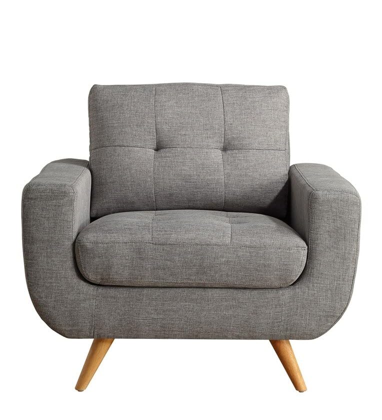 Image of Lakdi The Furniture Premium Lounge Chair for Living Room and Upholstered Fabric Armchair with Tufted Back Rest, Soft Padded Seating and Solid Legs | 5 Years Warranty | Free Assembly - 15185265