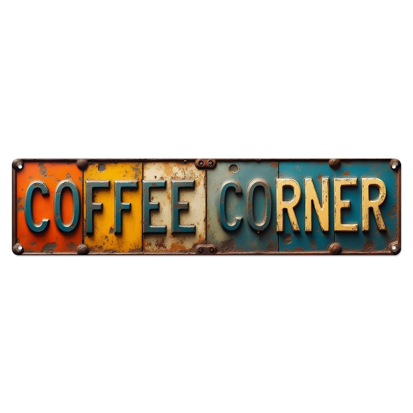 Color Patch Coffee Corner Vintage Long Metal Sign Vintage Aluminium Metal Sign, Retro Wall Decor for Home, Bar, Garage & Farmhouse 10 * 40cm