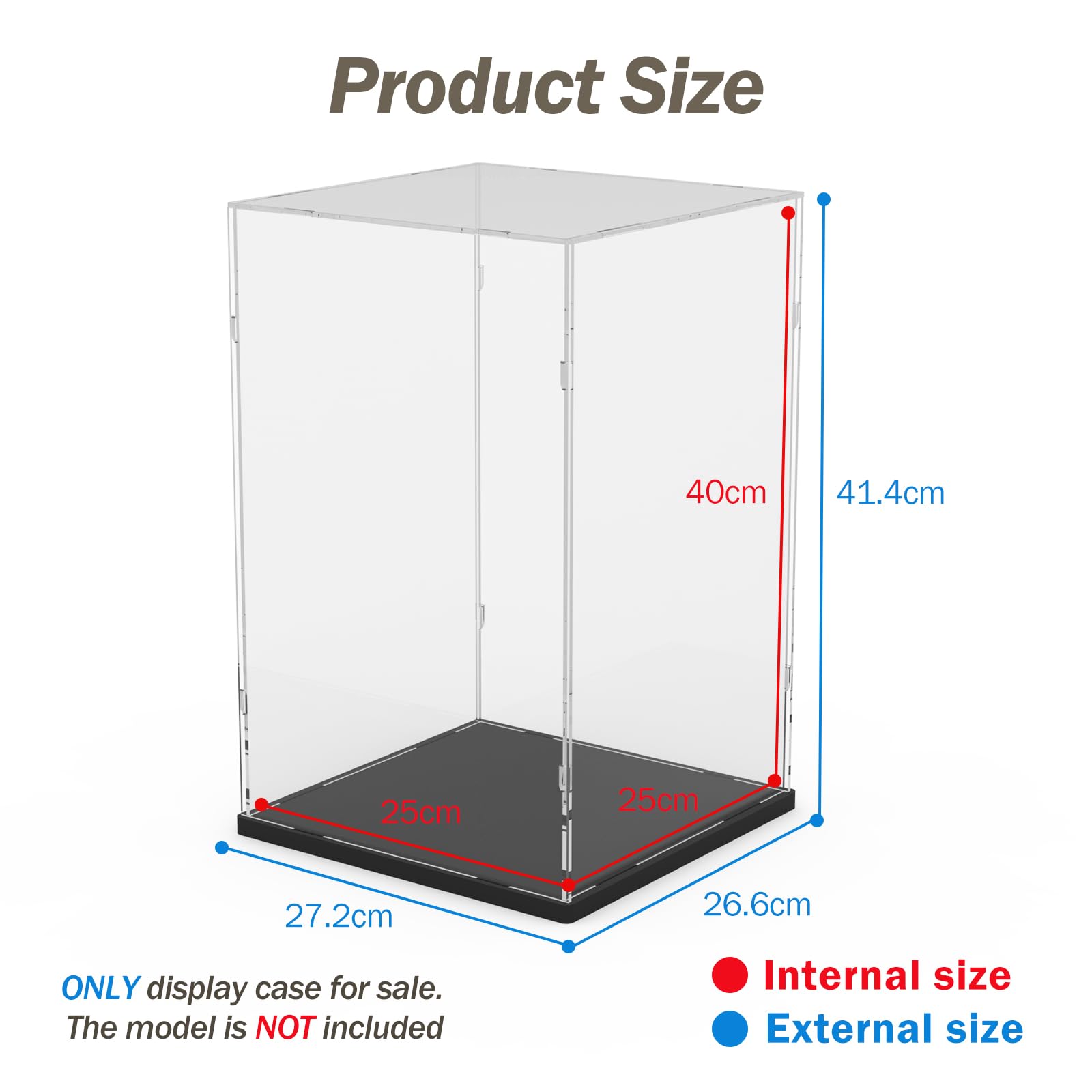 Vetrina Acrilico Teca Plexiglass per Lego 43020 Trofeo FIFA | Vetrina Espositiva per Collezionismo, per Lego 76344,76350,76463,75398,77072, Scatola Plexiglass Antipolvere, Nero,25x25x40cm