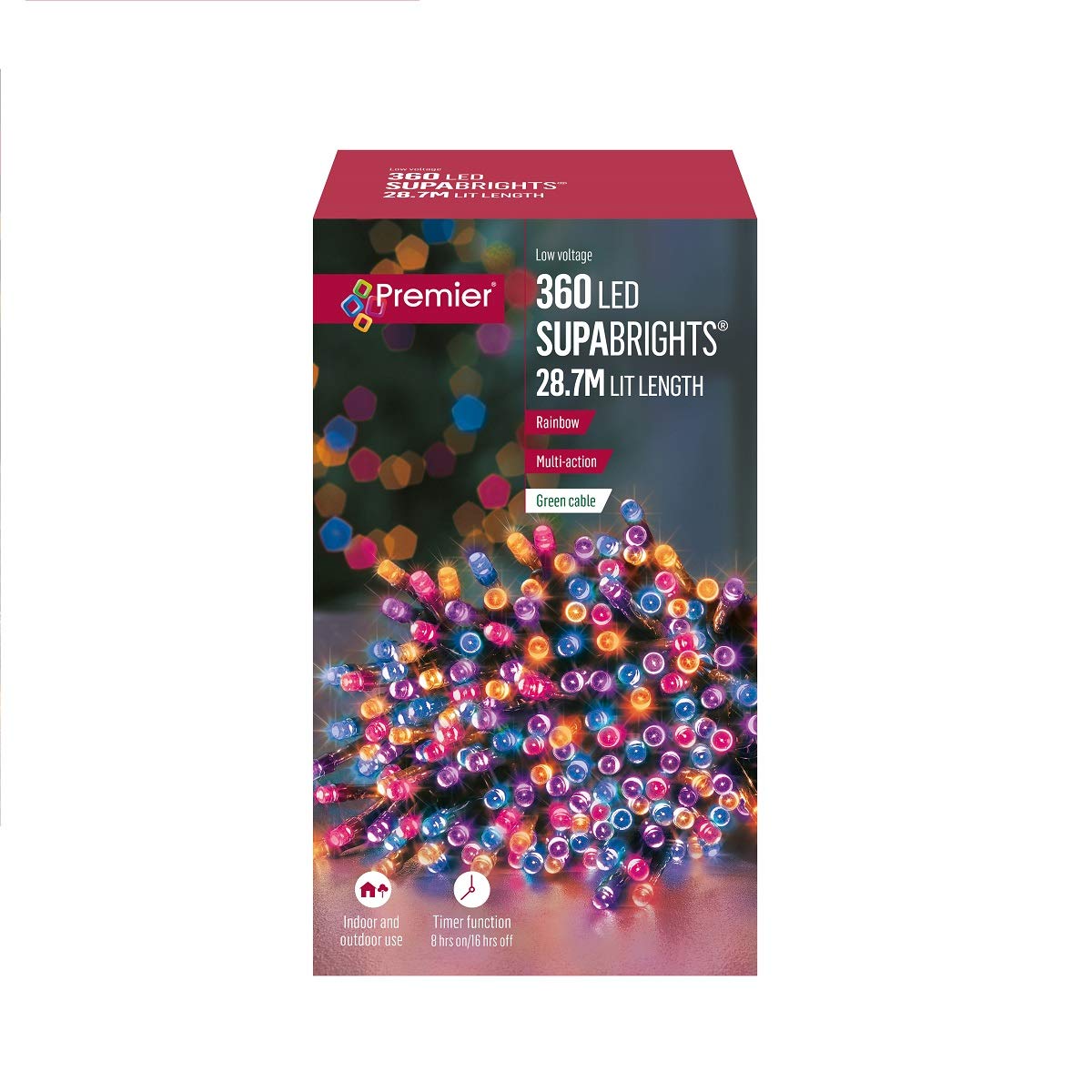 Premier 360 Rainbow LED Multi Action Supabrights Christmas Lights