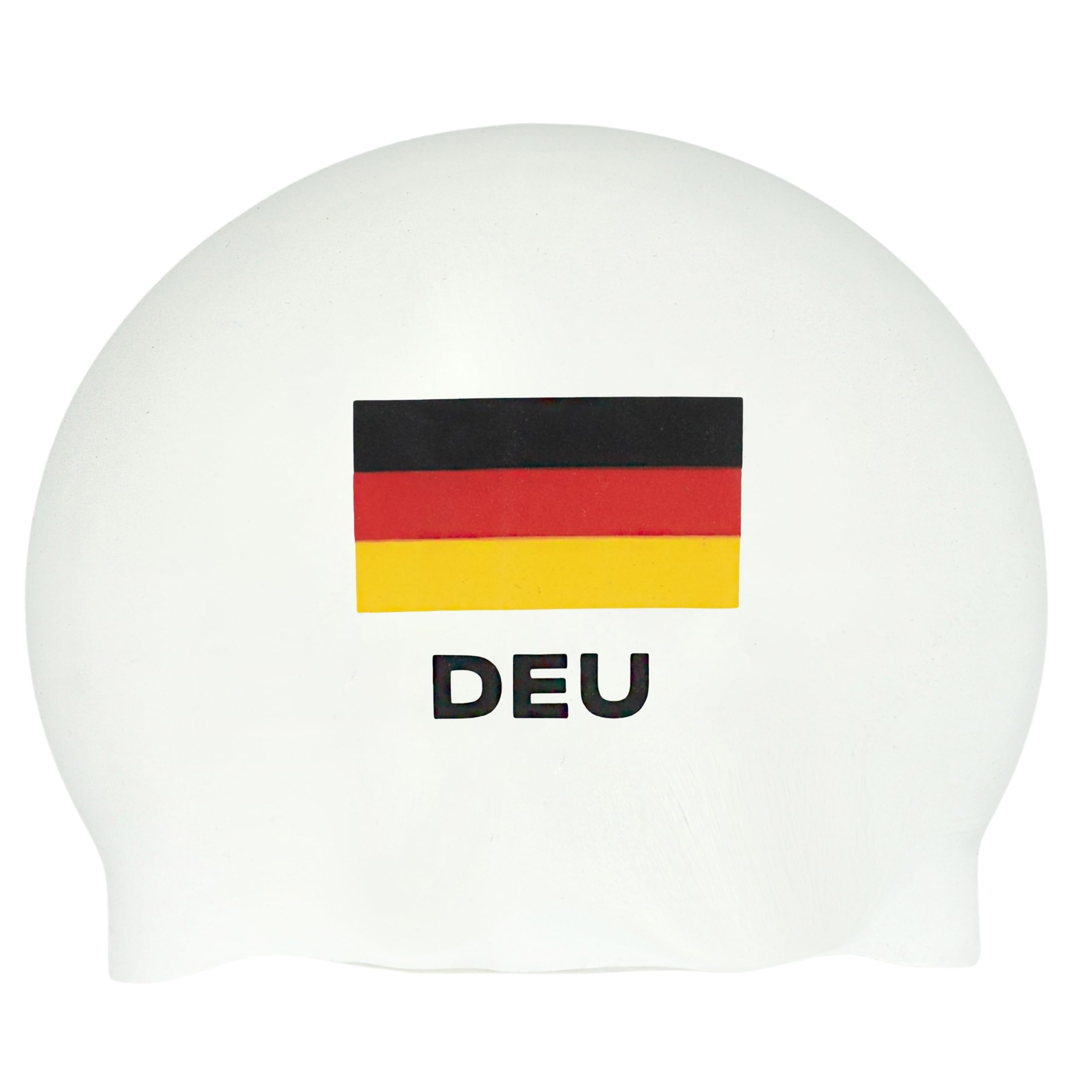Silicone Swim Cap with Flag Design - Durable & Stretchable, One Size Fits All (Yellow)