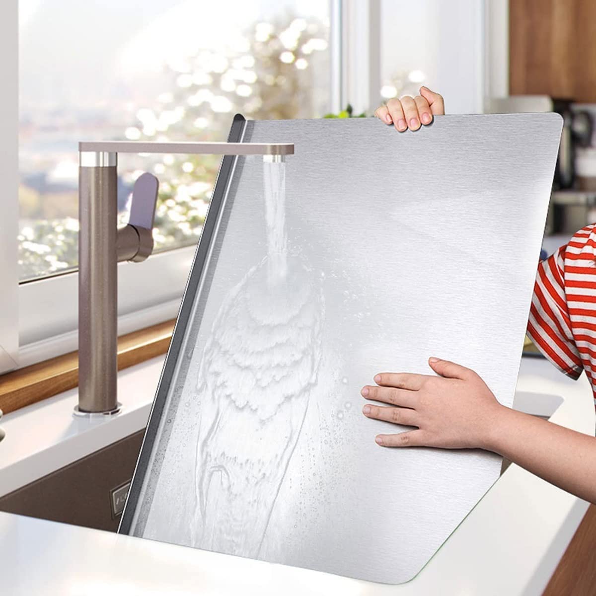 Tagliere extra large in acciaio inox, 58 x 80 cm, resistente, per la preparazione degli alimenti da cucina, per cuocere e cucinare