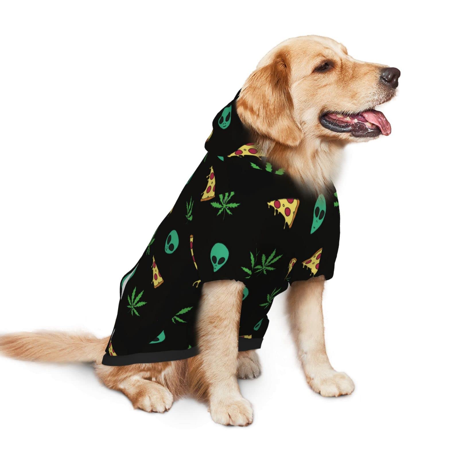 Pizza Weed Leaf Dog Hoodies?Dog Clothes with Pocket and Hat Winter Clothes Sweaters for Medium Large Dogs Girl Boy Pets' Clothes Outfits
