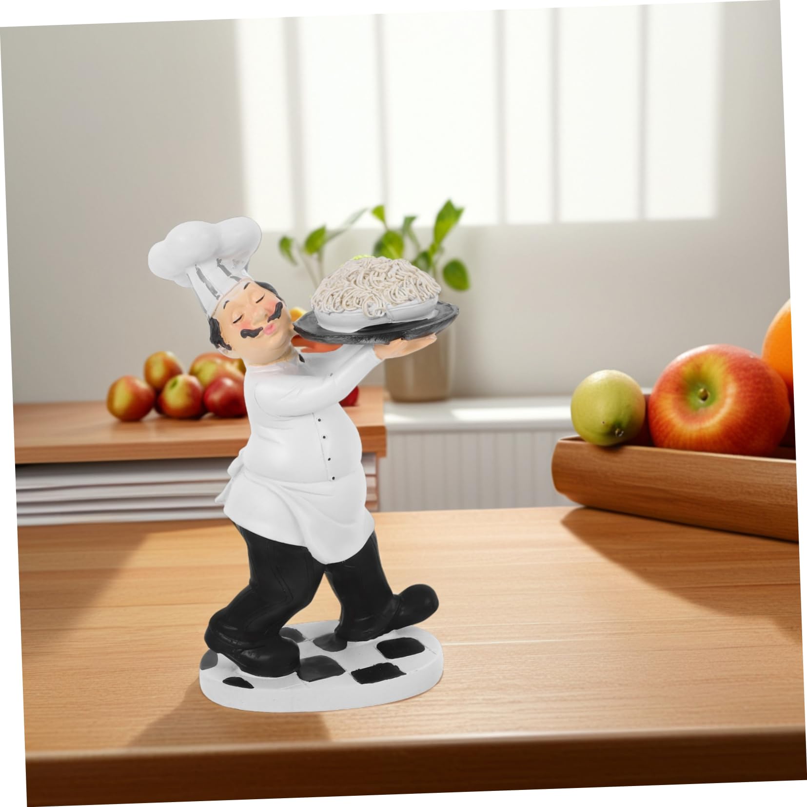 ORFOFE Statuetta Chef in Resina Stile Europeo Bianco, Portatile e Stabile, Decorazione per Caffè, Casa o Regalo di Compleanno, Figura da Tavolo Originale