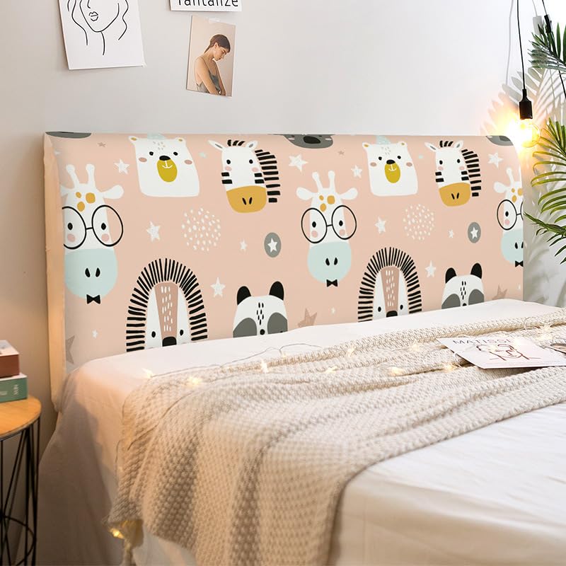Funda Cabecero Jirafa Y Cebra Gris Cabecero Cama 105 Poliéster Cabezal Cama Estirable Fundas Cabeceros Protector de Funda de Cabecera Lavable Cabeceros Cama 90 (para 100-130cm)