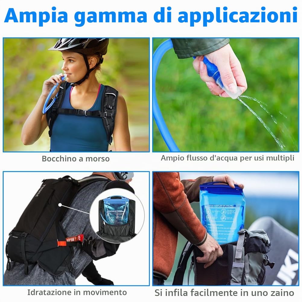 flintronic Sacca Idrica, Sacca Idrica a Prova di Perdite, Serbatoio Acqua Senza BPA con Tubo Coibentato, Sostituzione del Pacchetto Idrico per Escursionismo all'Aperto Campeggio Ciclismo