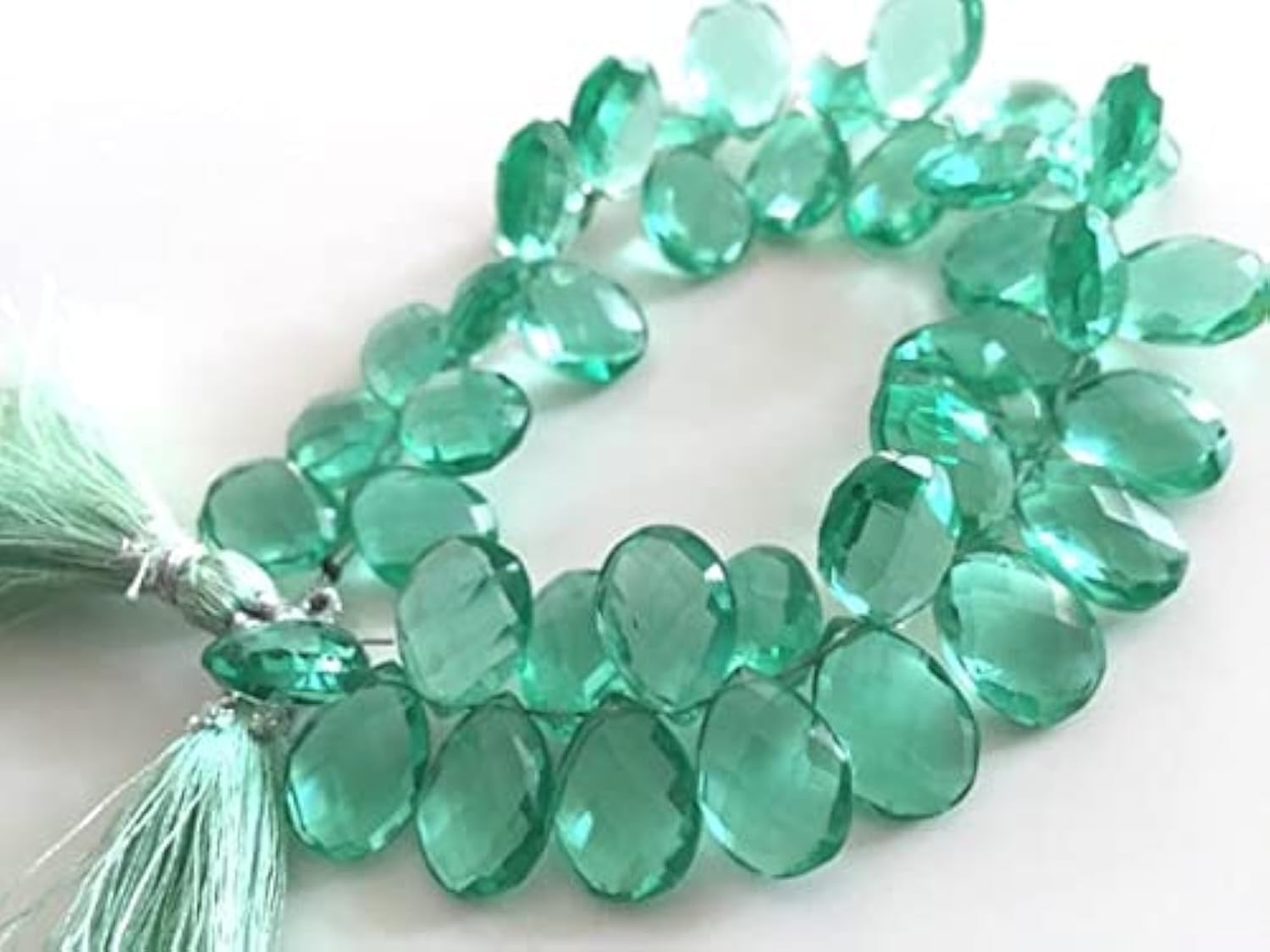 Quartz hydro vert caraïbes LKBEADS poires 16 perles jumbo 13mm