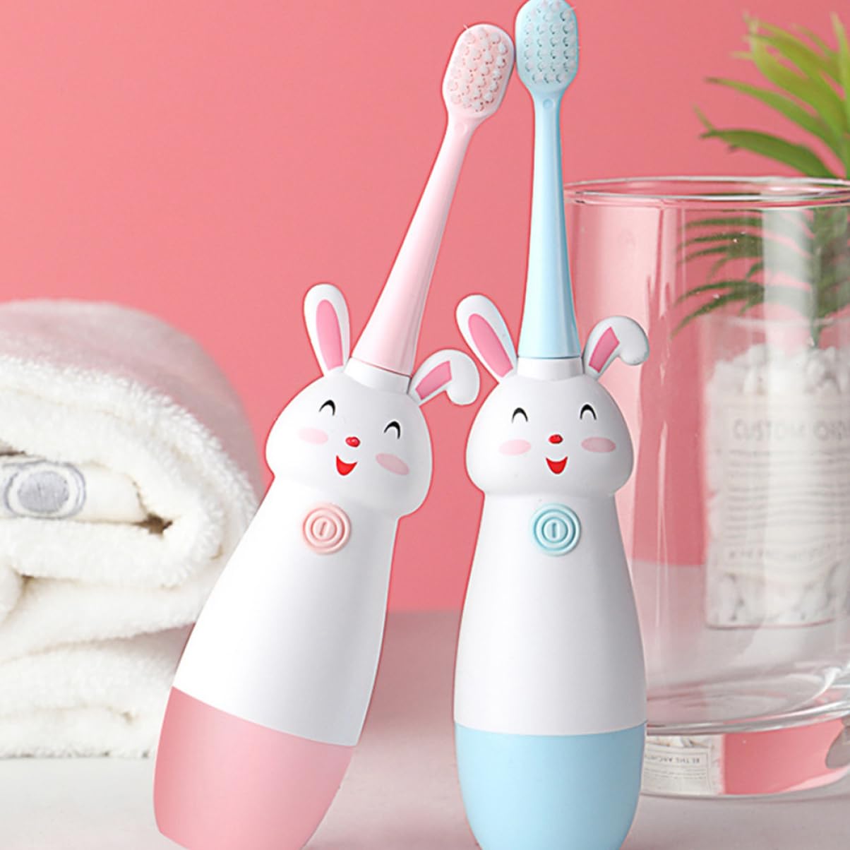 FRCOLOR 3 Juegos Cepillo de Dientes Eléctrico Infantil Sonic con Diseño de Cartoon Cabezal y Incluye Repuestos para Color Rosa