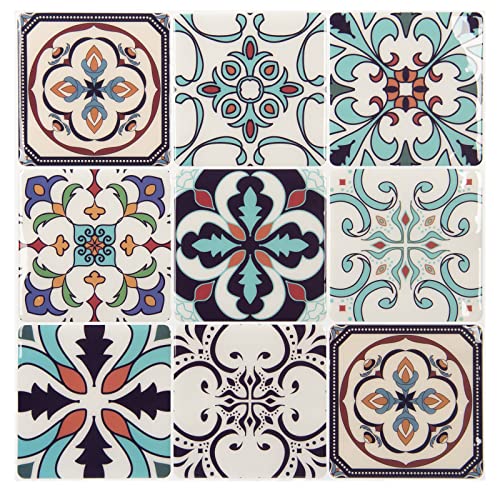 LONGKING Peel and Stick Backsplash Tile Stickers, Maximum Blue Green Tile for Kitchen, Stick on Wall Tiles (10 Sheets)