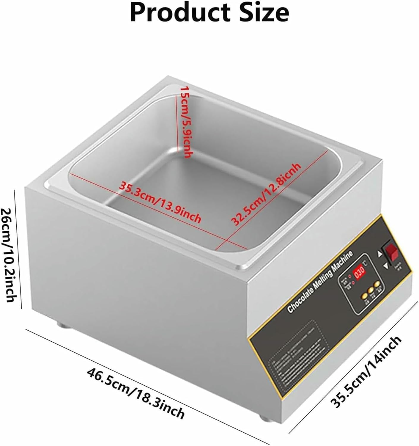 500W Commercial Electric Chocolate Tempering Machine, Chocolate Melting Pot, Stainless Steel Food Heater, Heated Chocolate Melting Machine image 2