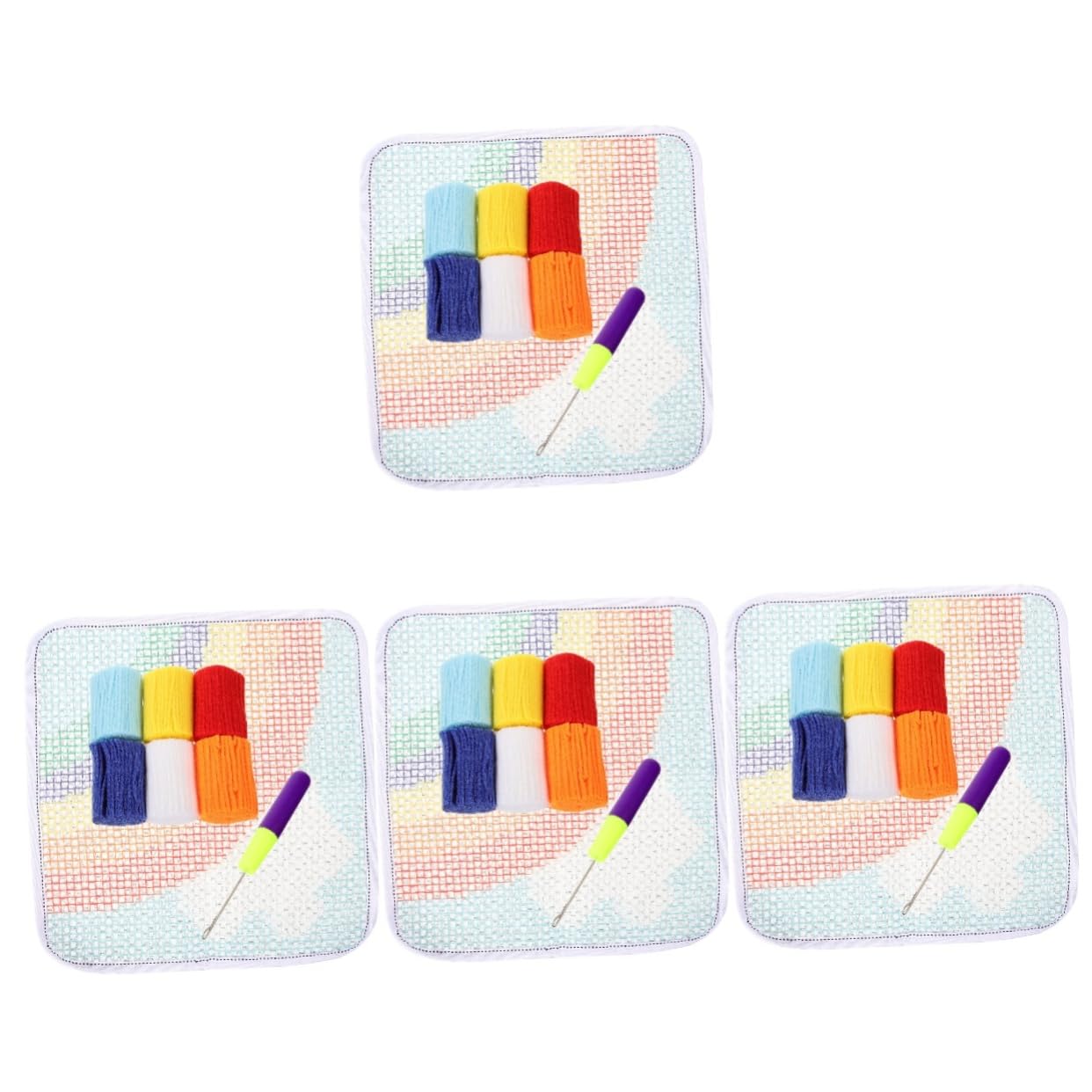 Tofficu 4 Juegos bordado de cojines embroidery kit decoração casa kits de animales de ganchillo hilo y aguja para bordar alfombra con gancho kit para hacer alfombras para principiantes
