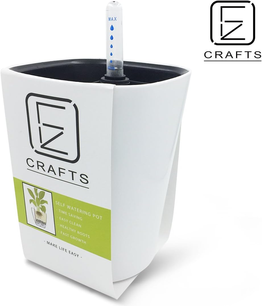 EZ Crafts - Self Watering Planter Window Box - Automatic Watering System - Height 7", Dia 5.5"