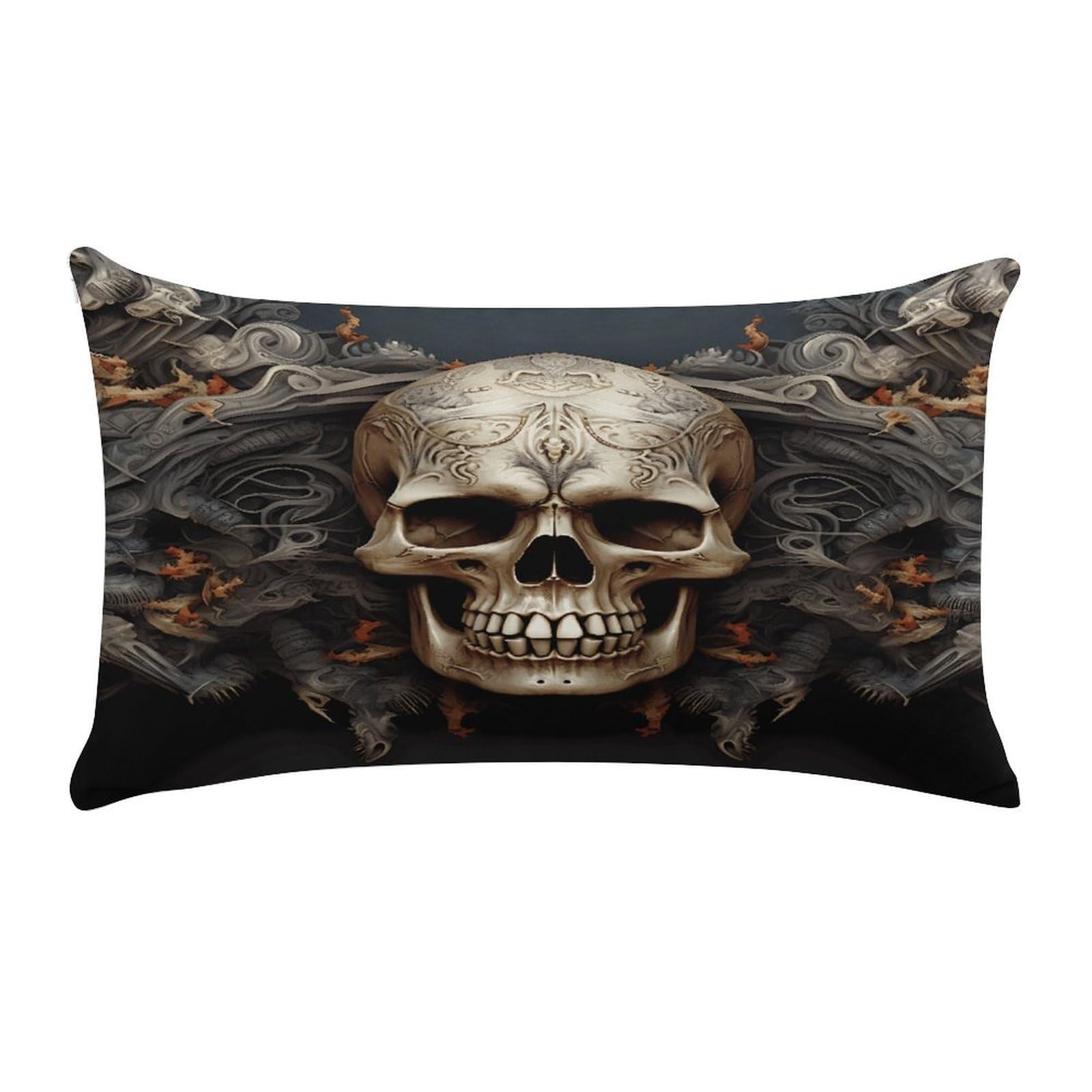 VstaDank Skulls Throw Pillow Cover Rectangular Lumbar Throw Pillow Case Soft Farmhouse Accent Decorative Cushion Cases Short Plush Pillowcase with Zipper 12 X 20 Inch