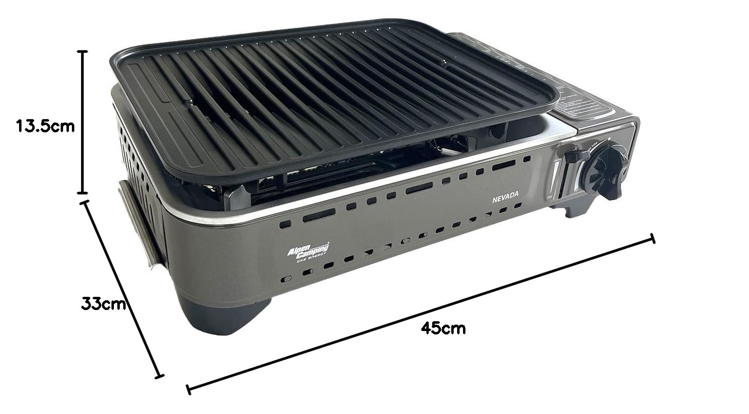 ALPEN - Barbecue a gas portatile Grill 1780 W + 4 cartucce a gas butano accensione piezo + valigetta campeggio