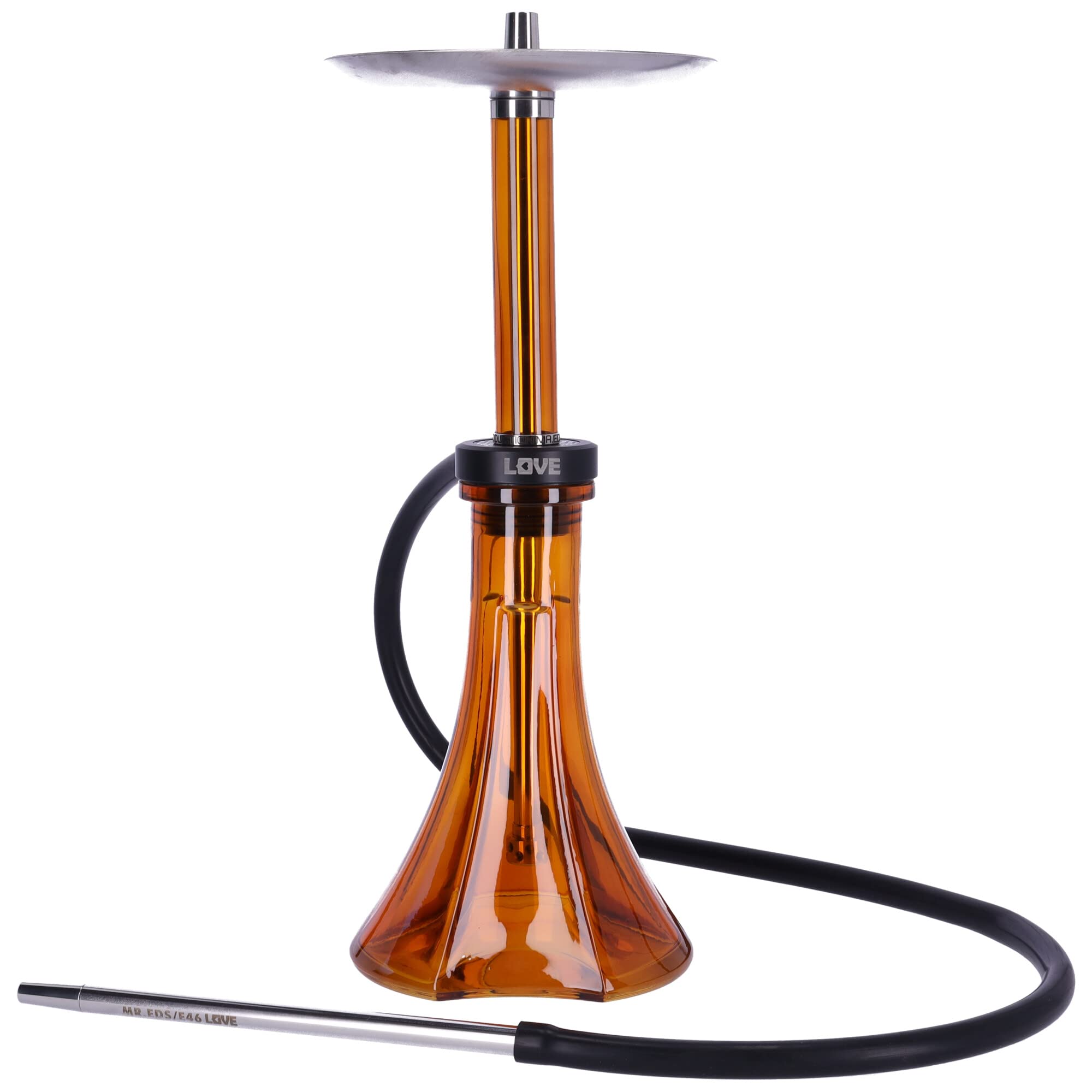 MR EDS E46 Love – Shisha cachimba premium de acero inoxidable con manguera de silicona y boquilla, difusor integrado, moderno sistema de soplado, 55 cm de altura (Amber)