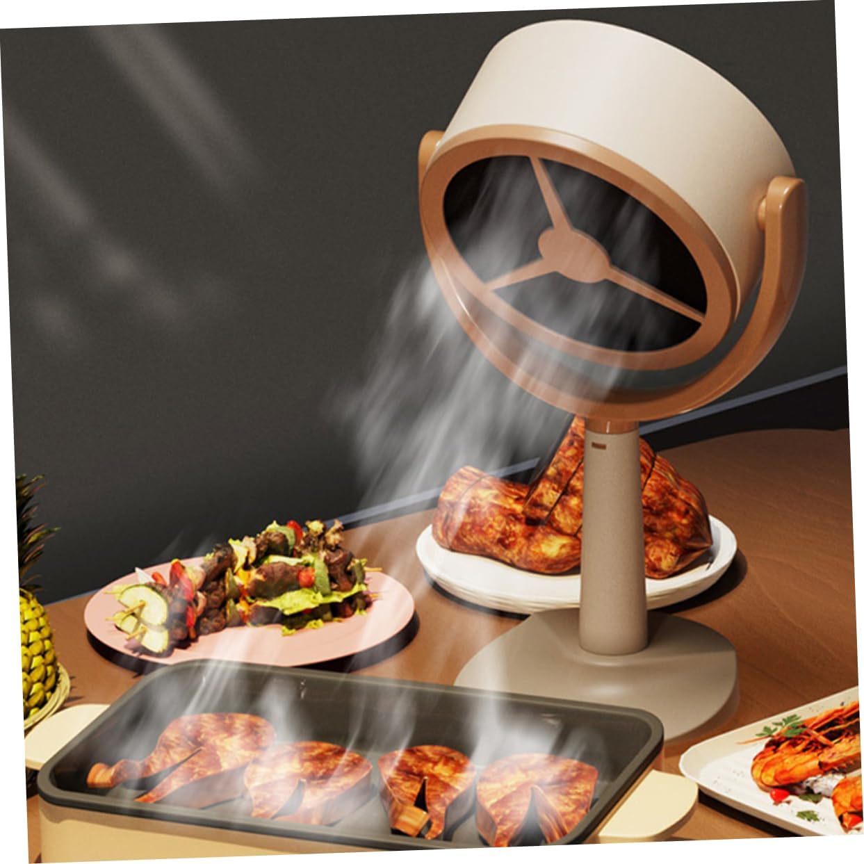 TEHAUX Portable Mini Cooker Hood Strong Suction Desktop Range Hood for Hot Pot and Barbecue Small Extractor Fan for Kitchen Compact and Lightweight Design
