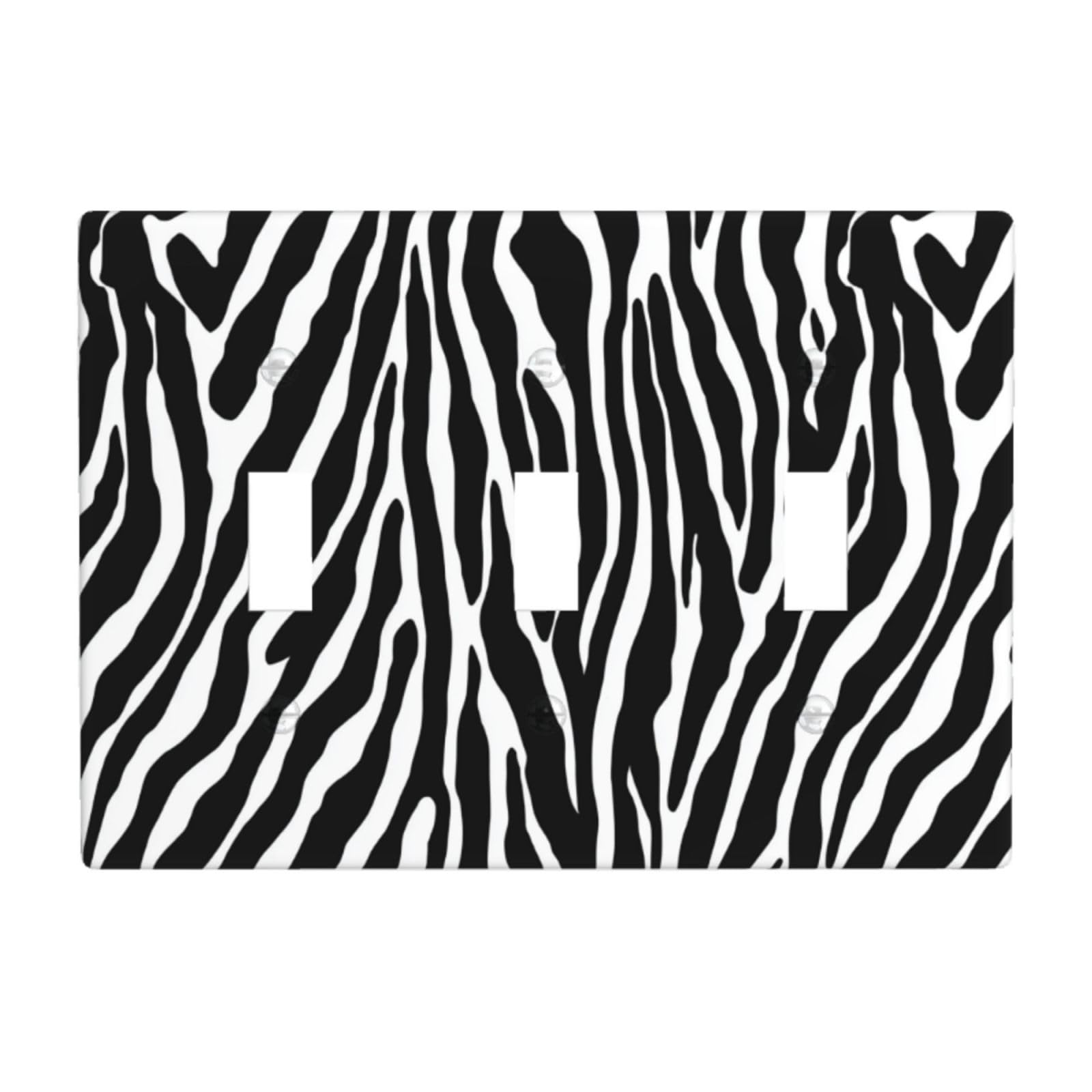 Woshuwo White Zebra Stripe Pattern Black And Light Switch Covers 3 Gang Triple Toggle Wall Plate Switchplate Electrical Faceplate For Bathroom Kitchen Bedroom Decor