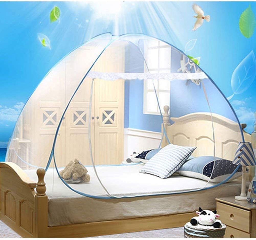 DIVA N DIYAMosquito Net Double Bed Nets for King Size Foldable Mosquitoes Net with Adults Child Maskito, 3 Pair Saviours, Mosquito Net/Machhardani(Blue)'Mind Reader Metal Coat (Double Bad, Blue)