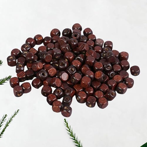 Miniatura 6 de EXCEART 500 cuentas de madera cuadradas, espaciadoras, cuentas sueltas, cubos de joyería, accesorios para manualidades, aretes, pulseras, collares,
