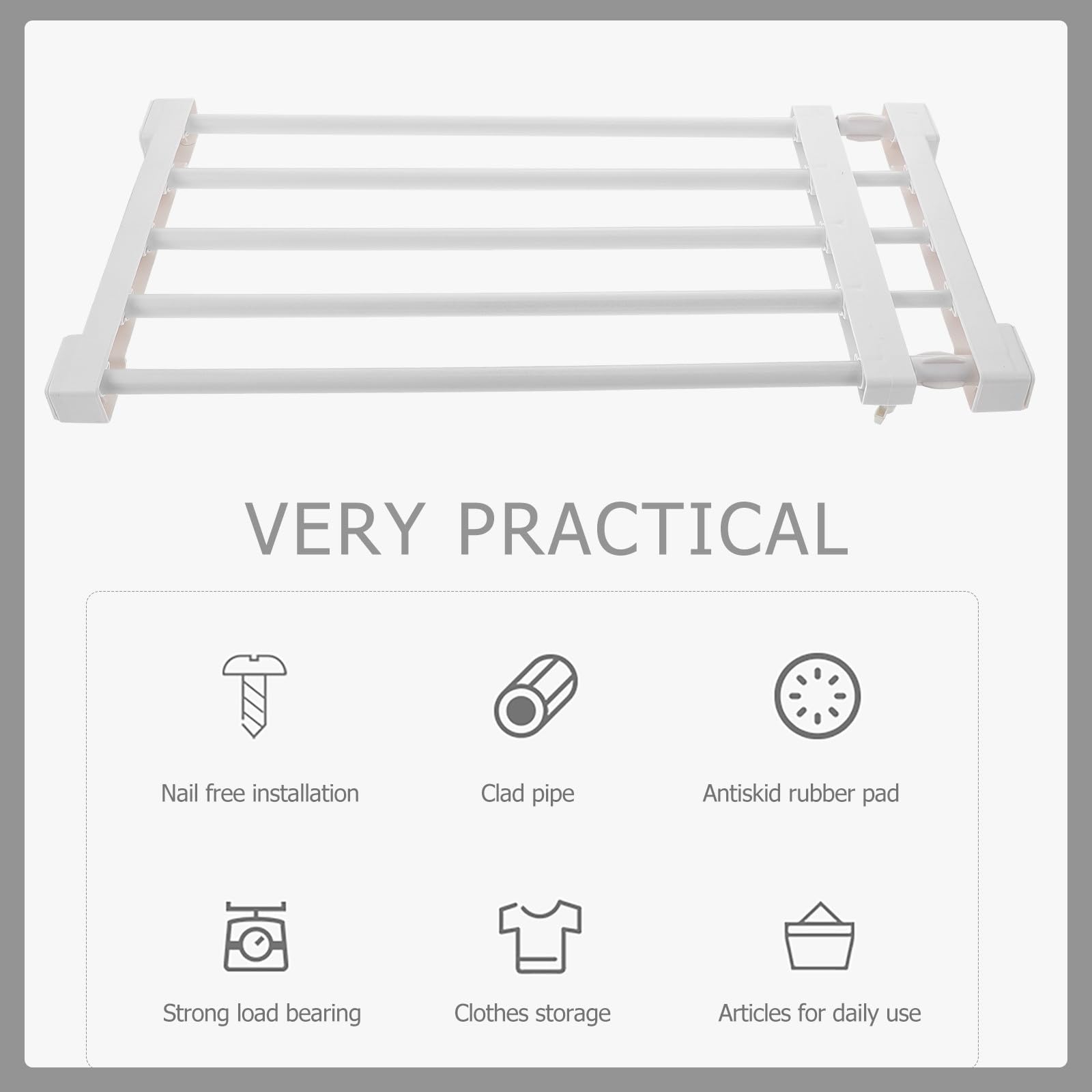 Didiseaon Separador de Estantes para Armario Blanco Retráctil de 38-55cm Diseño sin Clavos y Ahorro de Espacio Adecuado para Baño y Guardarropa