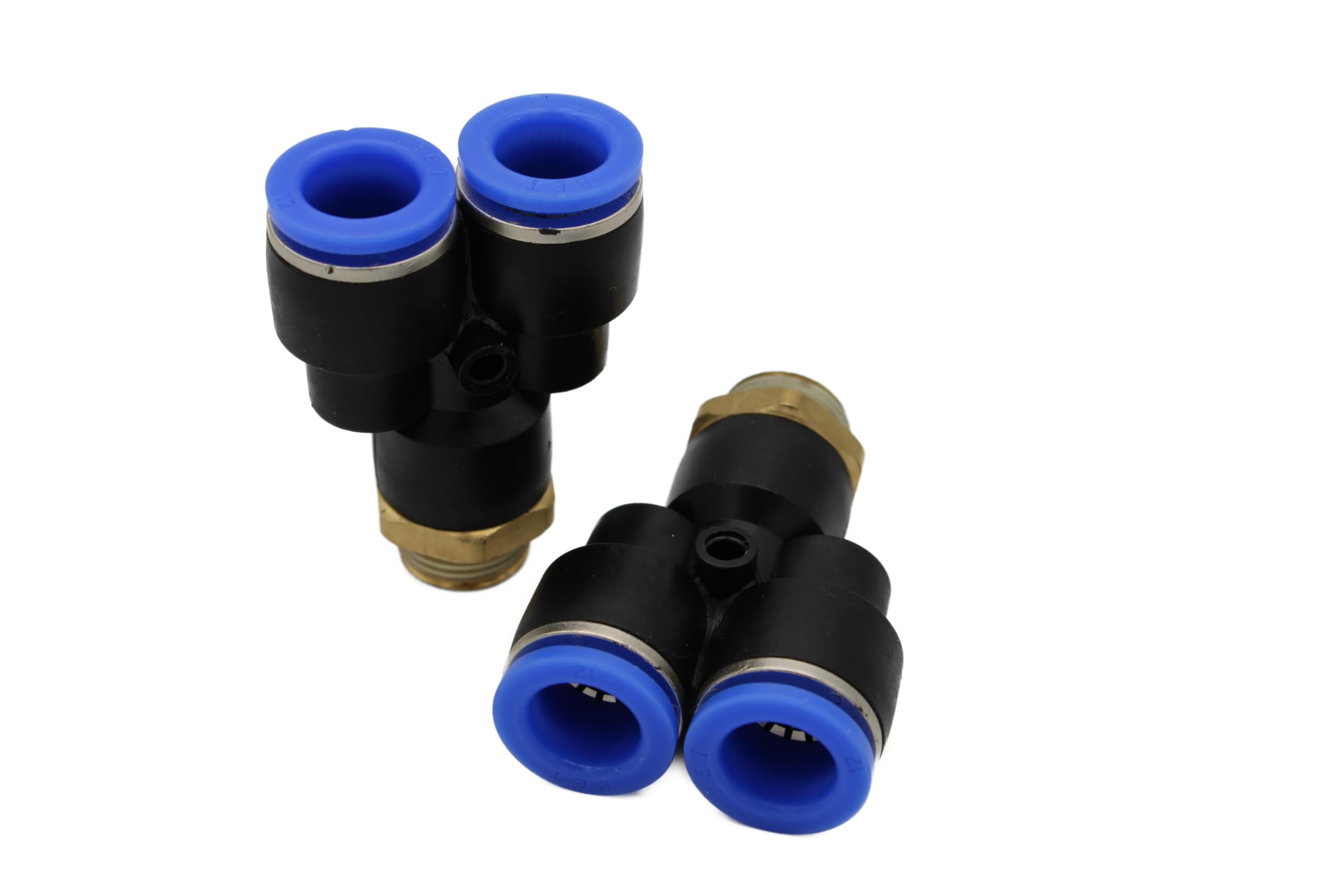 Pneumatic Y-multiple screw connection 3/8" - 12 mm IQS Y-connector Tee compressed air, Black/Blue, 3/8" - 12mm - Image 3
