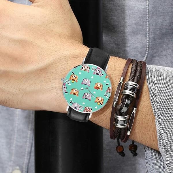 Tecknad katt, arrangemang armbandsur klassisk silver urtavla rostfritt stål klockor läderkläder armband analog damer män kvinnor klocka, SILVER