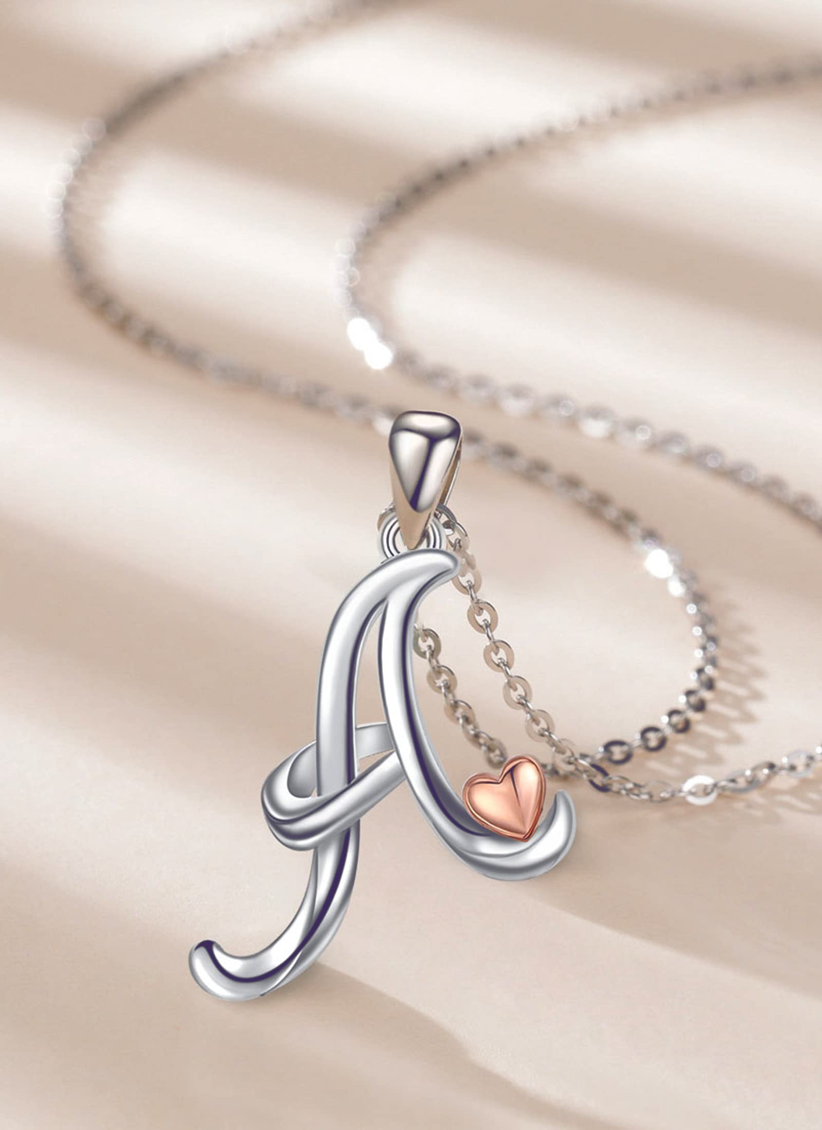 CELESTIA Donna Collana con Iniziale Nome Argent Sterling 925 Ciondolo Cuore Lettera A~Z Gioielli Personalizzato Regali Donne Fidanzata Figlia Compleanno Natale