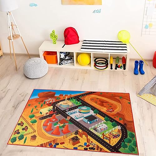 Gertmenian Alfombra de juego de Disney Pixar Cars Kids Girls Decoración de dormitorio de niños y niñas, tapete de juguetes para la sala de juegos,