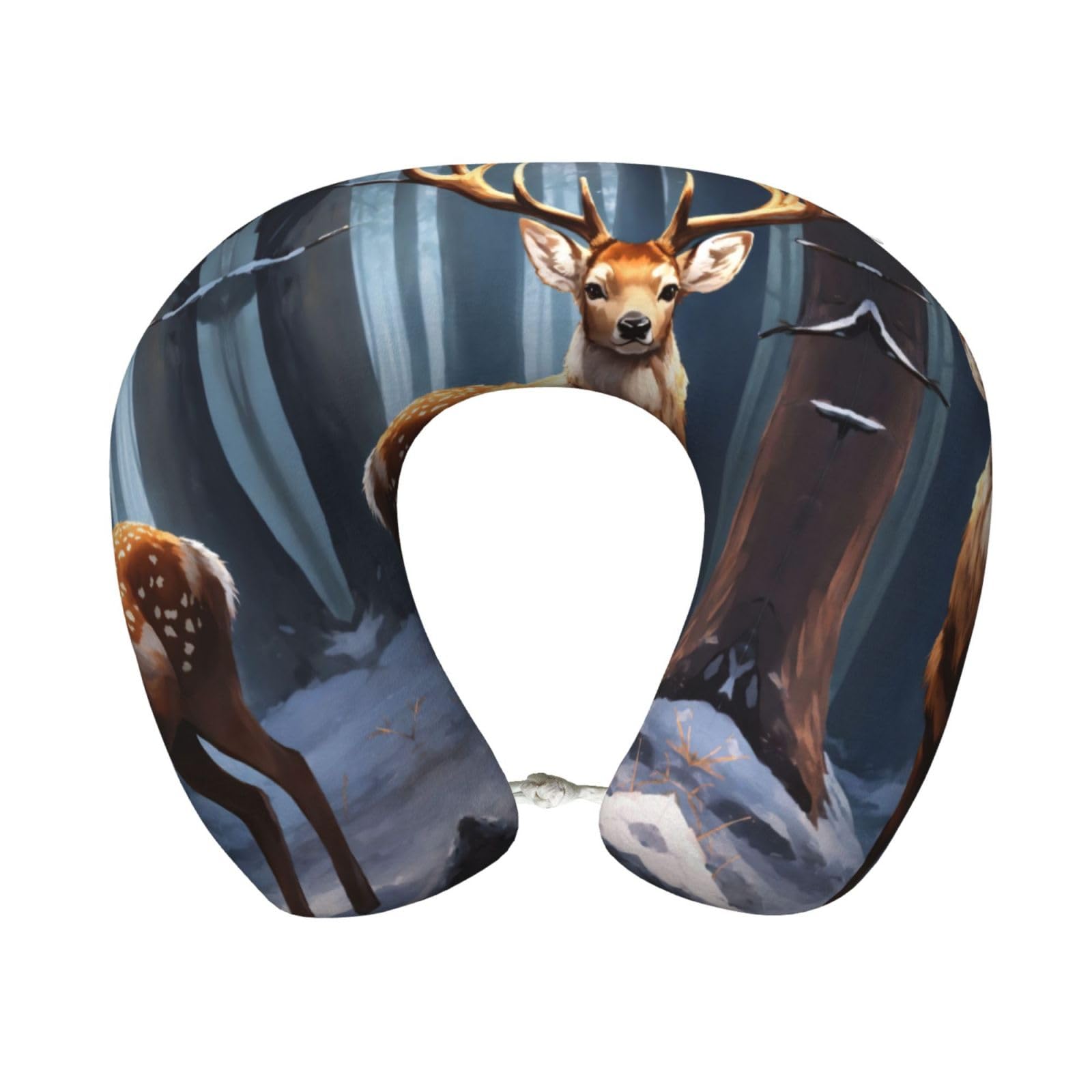peiyeety Deer Print Custom U-Shaped Pillow,Memory Foam Cervical Neck Travel Pillow,for Home,Camping,Travelling
