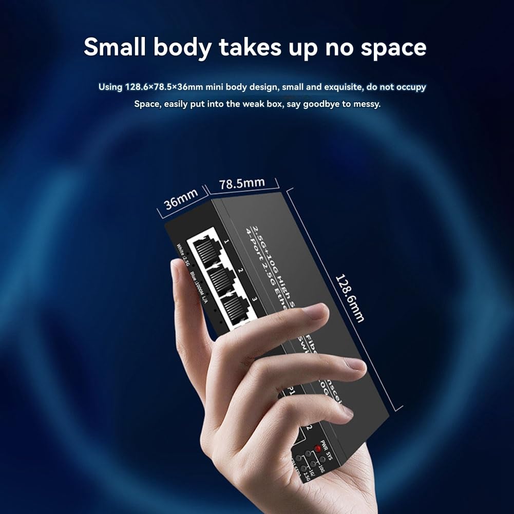 Malloy Przełącznik Ethernet 2.5G 4 porty 2500 Mbps 2-portowy przełącznik sieciowy 10G + gniazdo hub domowego laboratorium Splittler Internet Plug and Play