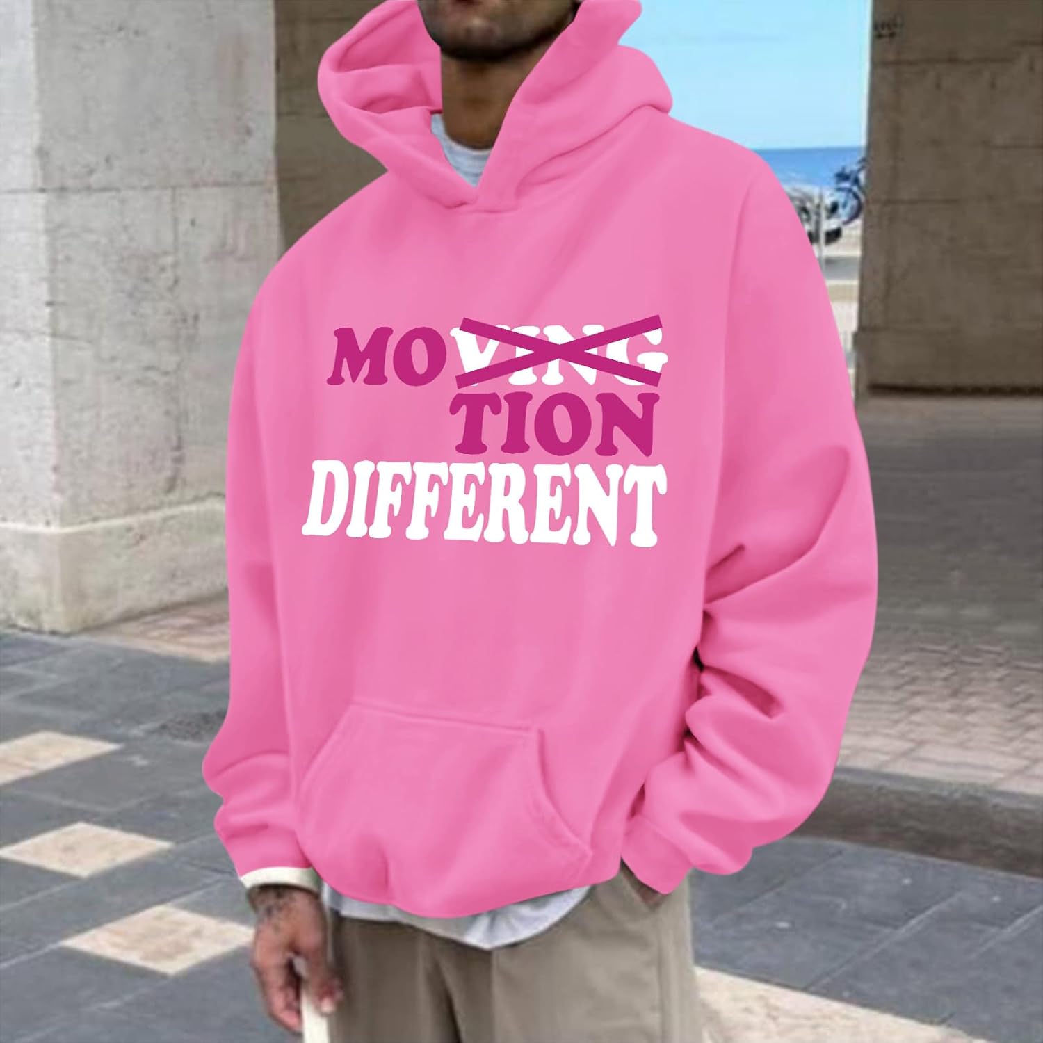 Oversized Hoodie for Men Streetwear Inspirational Letter Print Hoodies with Pockets Graphic Sweatshirts Fleece Tops - Image 2