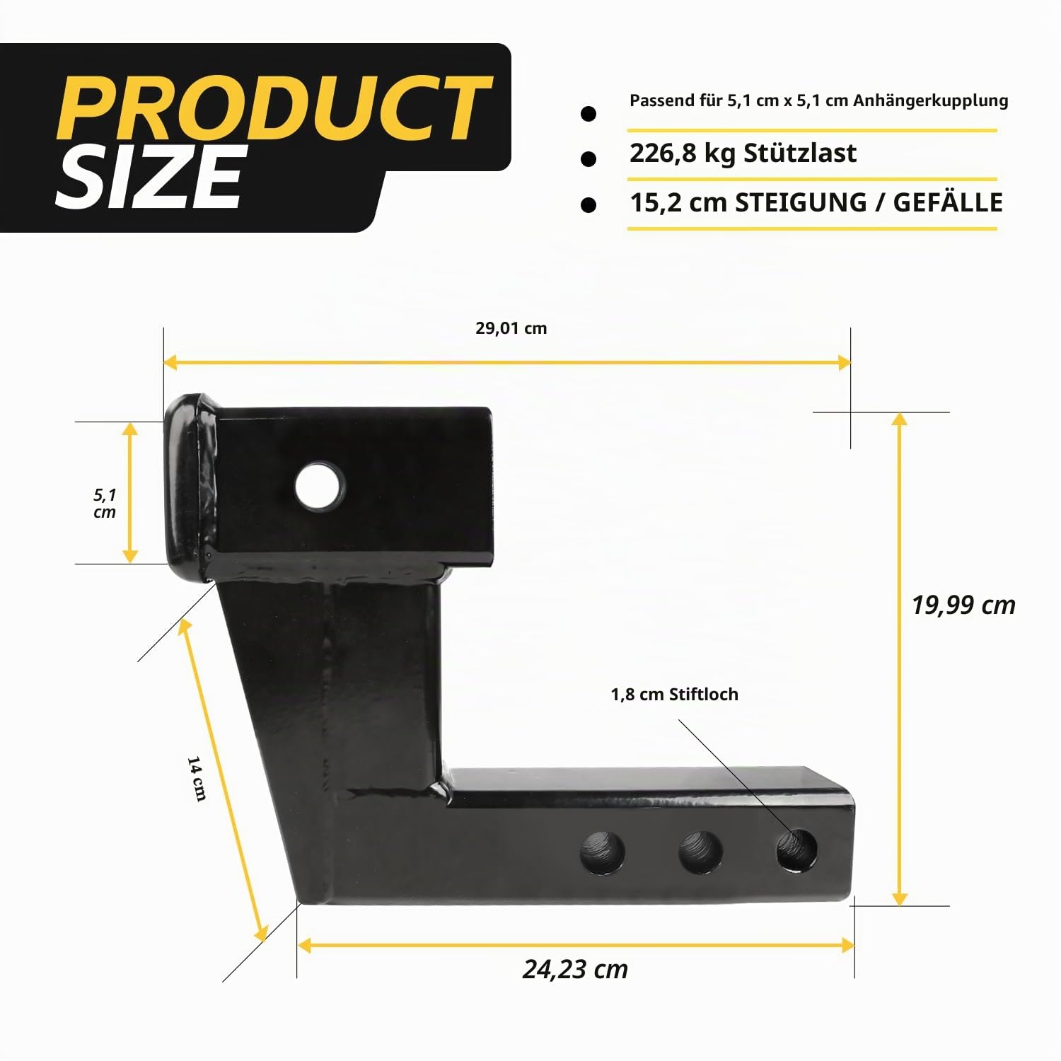 MAXXHAUL 50650 Anhängerkupplungserhöhung für 5,1 cm Empfänger mit 15,2 cm Höhe/Drop