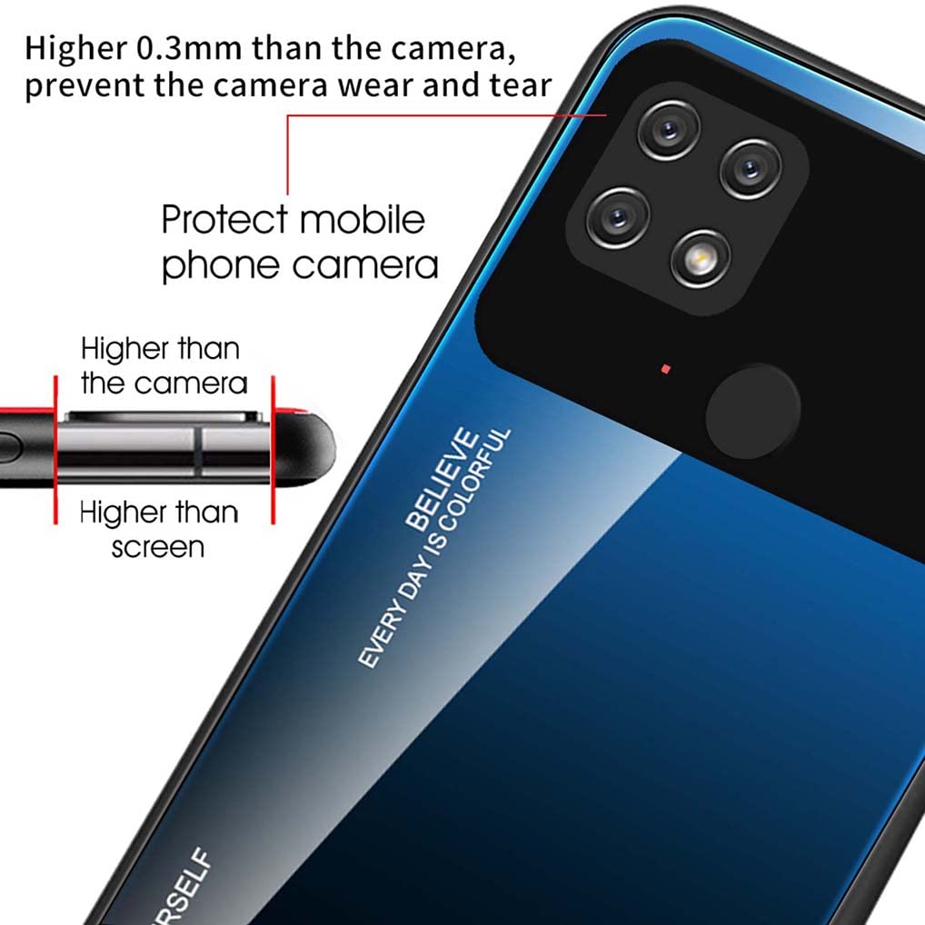SEAHAI Custodia Per Xiaomi Poco C40 In Vetro Sfumato Rosso - Cover Ultrasottile Antigraffio E Antiurto TPU