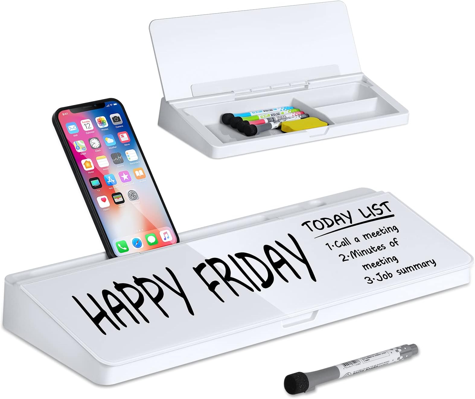 Sunexinlo Desktop Whiteboard, 16" x 6" Glass Small Desk