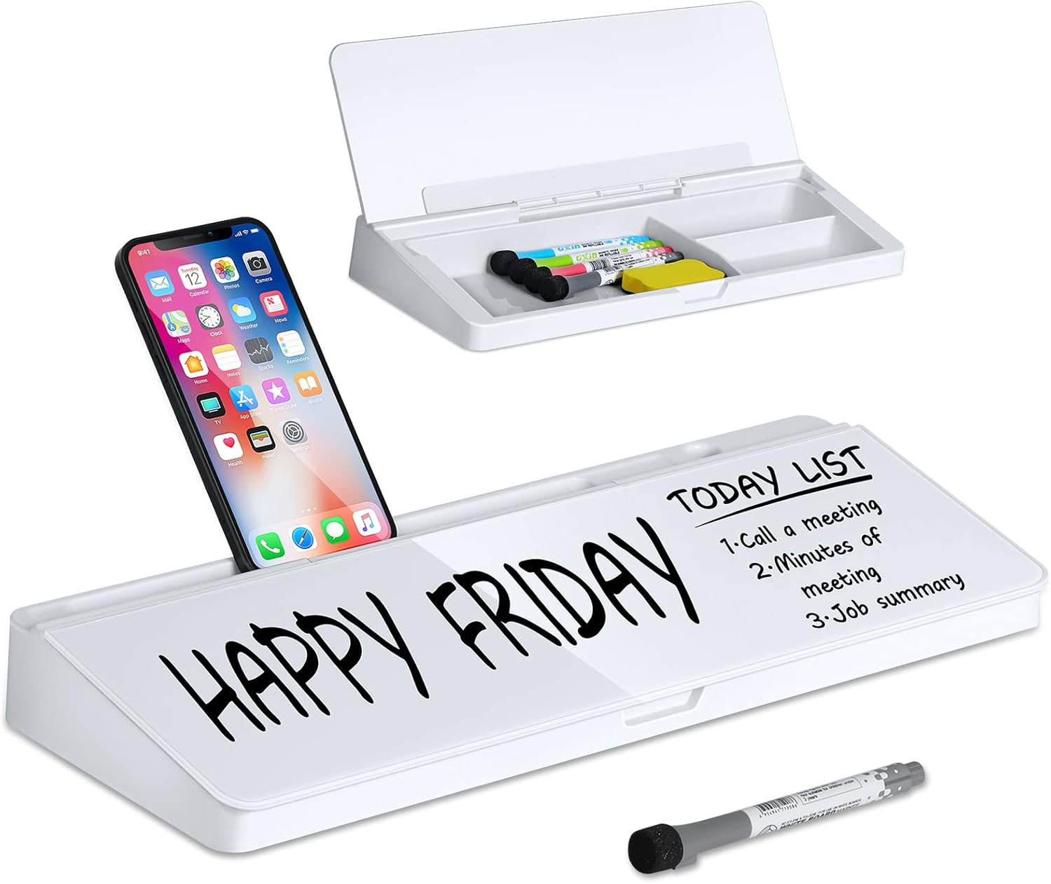 Sunexinlo Desktop Whiteboard, 16" x 6" Glass Small Desk