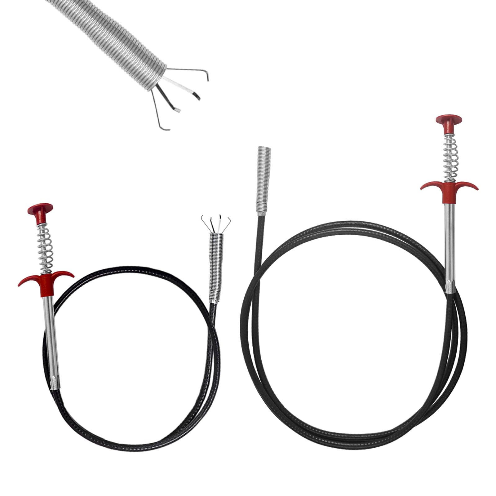 Hevysuo 2 Pieces Flexible 4 Claw Grabber Pickup Tool 90cm/200cm,Drain Unblocker Pipe Dredging Tools for Litter Pick,Kitchen Sink,Bathroom Tub