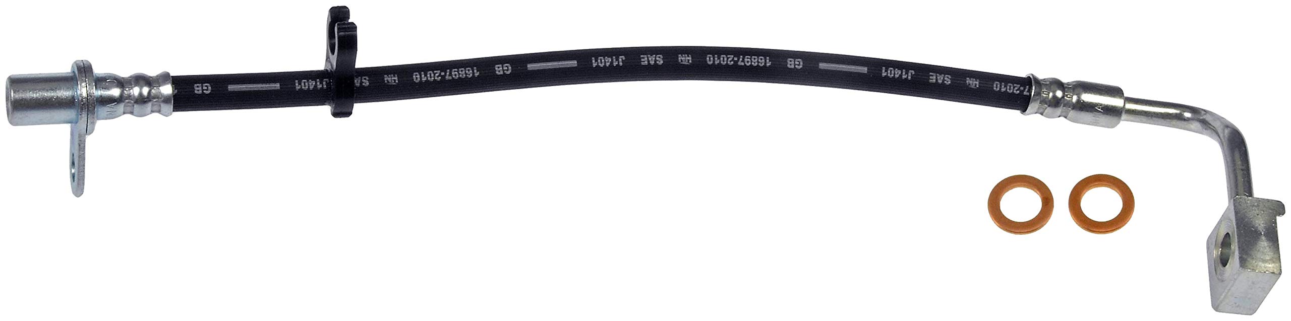 BRAKE HOSE - Brake Hydraulic Hose - Brake Hose - Brake Line - This automotive brake hydraulic hose was precision-engineered to match the fit, function and performance of the original brake hose on specific vehicles and positions to ensure safe, long-lasting durability as part of a complete brake repair. - Ram 1500 2018-12, Ram 1500 Classic 2023-21, Ram 1500 Classic 2019, Ram Ram Pickup 2014 - Dorman H621763 Front Passenger Side Brake Hydraulic Hose Compatible with Select Ram Models