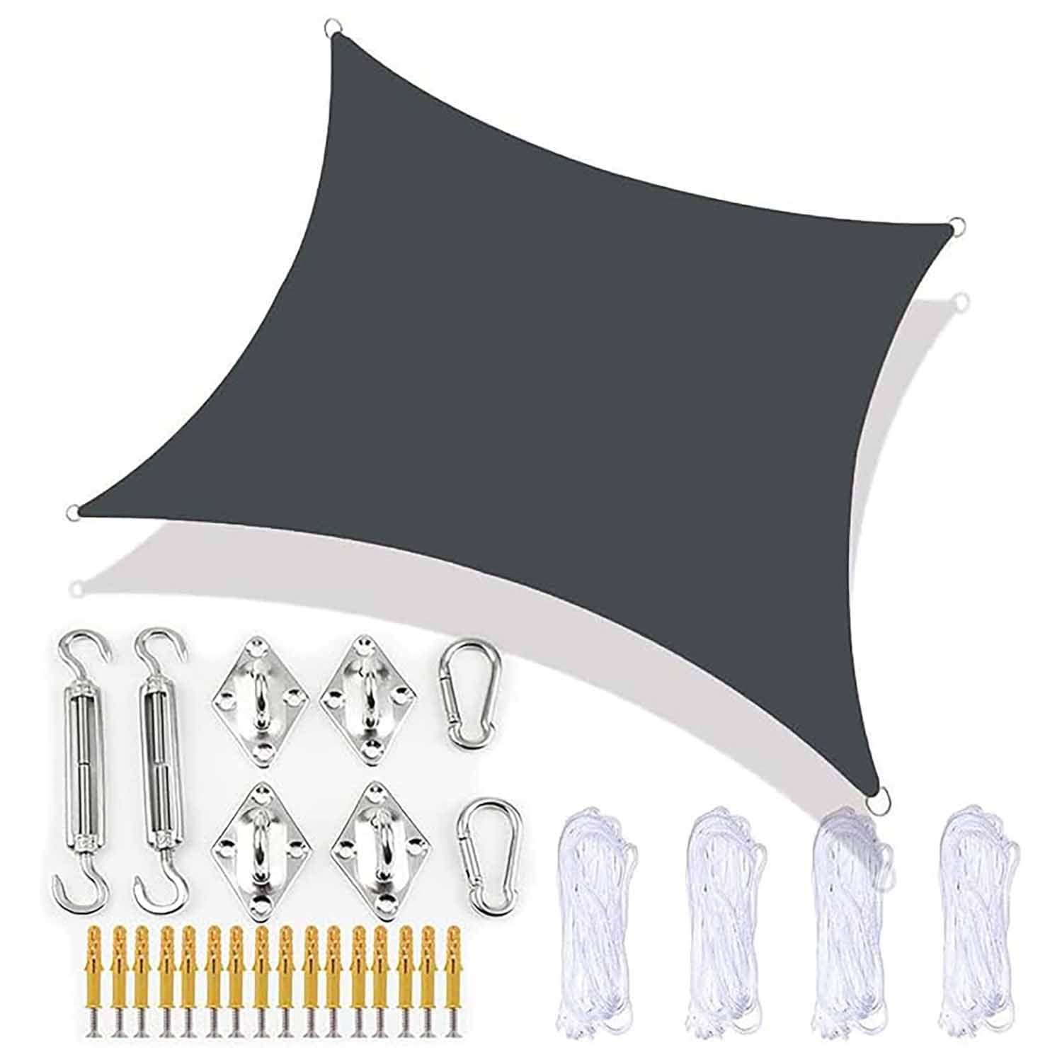 Ffsaacol Shade Sail Hardware Kit, Sun Sail Shades Rectangle Waterproof, UV Block Outdoor Sunshade, for Outdoor Patio Lawn Garden Backyard Carport 4, 16x16ft/5x5m