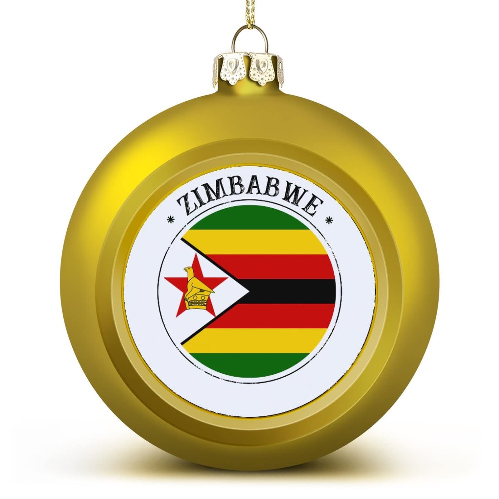 Zimbabwe Flag Christmas Balls Ornaments - National Flag Keepsake - Golden Zimbabwe Hanging Ornaments Balls for Christmas Trees Merry Christmas Baubles New Year for Family