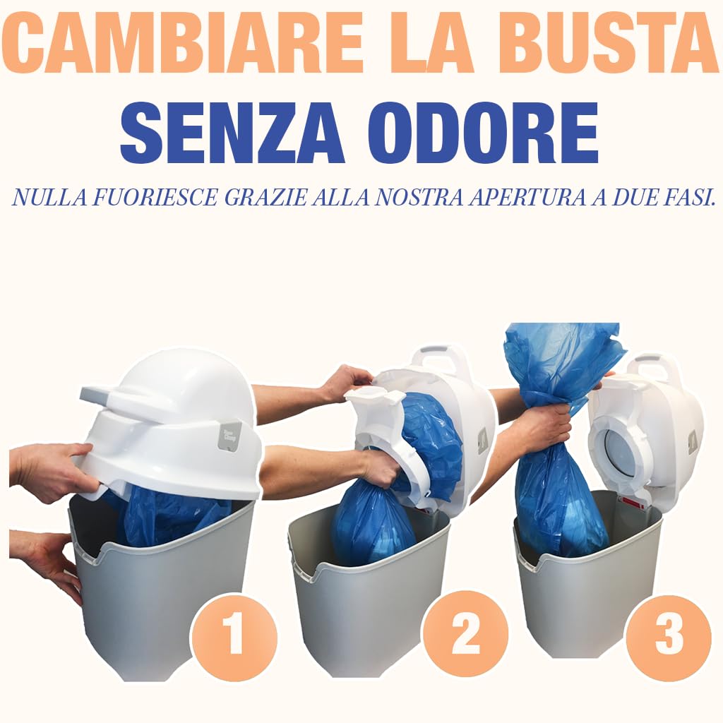 DIAPER CHAMP Handsfree Medium - Pattumiera per pannolini antiodori, mani libere, capacità ideale - presepi, micro presepi MAM - senza cassette di ricarica, colore: grigio
